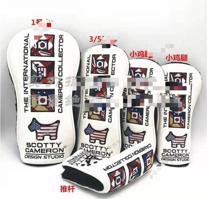 Golf Club Headcover Set  Golf Wood Cover  Driver Fairway Rescue Hybrid Headcovers  Free Shipping flag